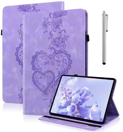 YiChZhe Funda para iPad Air de 11 pulgadas (2025/2024), iPad Air 7/6/5/4 2024/2022/2020 con lápiz capacitivo y soporte para bolígrafo, funda de piel sintética con función de encendido/apagado-lila
