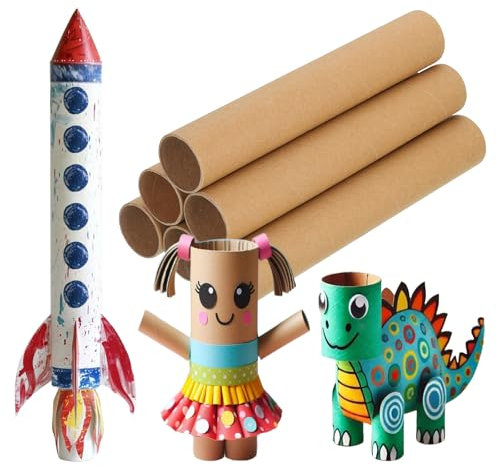 PATIKIL 6 Pcs Cardboard Tubes 1.6 x 9.8 Inch Toilet Paper Rollers Bulk for Crafts Empty Round Towel Tissue for Creative Design Crafting Supplies, Brown