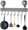 Utensil Rack with Suction Cup, Kitchen Hanging Rail No Drilling, Heavy Duty Utensil Hanger 20kg Load Capacity, 41cm Kitchen Utensils Holder Wall Mounted with Sliding Hooks for Mug Spatula Pan