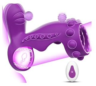 Lolitree Vibrating Cock Ring Couples Sex Toys, Dual Motor Soft Penis Sleeve | 10 Vibrating Modes Stretchy Half-Covered Penis Ring Enhance Erection, Male Sex Toy Stimulating Clitoris & G-Spot Adult Toys
