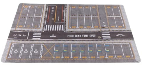 Desk Pad, Aesthetic Keyboard Mat, 60x40cm/23.62x15.75 inches Anti-Slip, 1:64 Scale Parking Design, Cool Gaming Theme for Laptop Home Dorm College Setup Rubber + Cloth