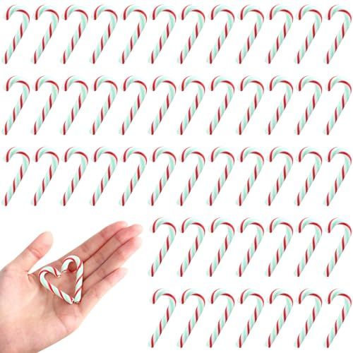 Zuckerstangen Deko, 50 PCS Zuckerstangen Weihnachtsbaum, Zuckerstangens Deko zum Aufhängen, Mini Zuckerstangens Weihnachtsdeko für DIY Weihnachtsbäume, Kränze, Kamine, Cupcakes (B)