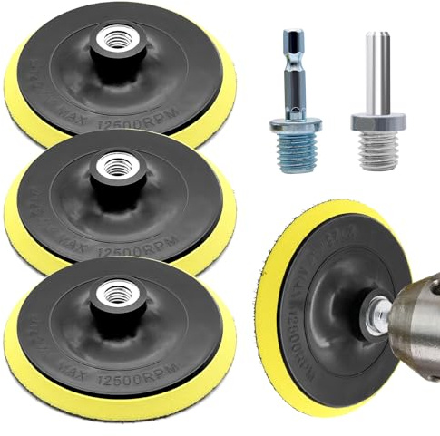 Piuluvor 3 Stück Winkelschleifer Schleifteller 125mm Klett Schleifscheiben | Winkelschleifer Schleifteller Bohrmaschine mit Bohradapter M14 Verbindungsstange, Schleifscheibe für Schleifpapier
