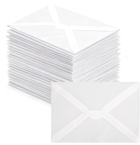 Xgvzs 50 Stück Briefumschläge Transparente Briefumschläge 125x 185 mm Durchsichtig Spitze Klappe Kuvert für Grußkarten Geburtstagskarten Einladungen Hochzeit
