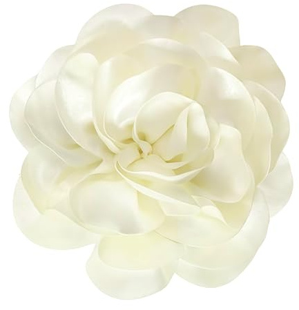 Blumenbrosche, große Rosenblüten-Brosche, eleganter Rosenspiralen-Haarclip, Blumenschmuck für Damen Hochzeit Party Alltag (Cremeweiß)