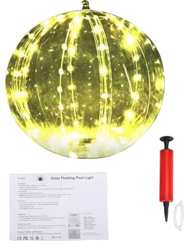 Luces Solares Flotantes para Piscina, Bolas LED Inflables Brillantes con Sensor de Luz Automático y Blanco Cálido, para Piscina, Terraza, Patio, Césped, Decoración Al Aire