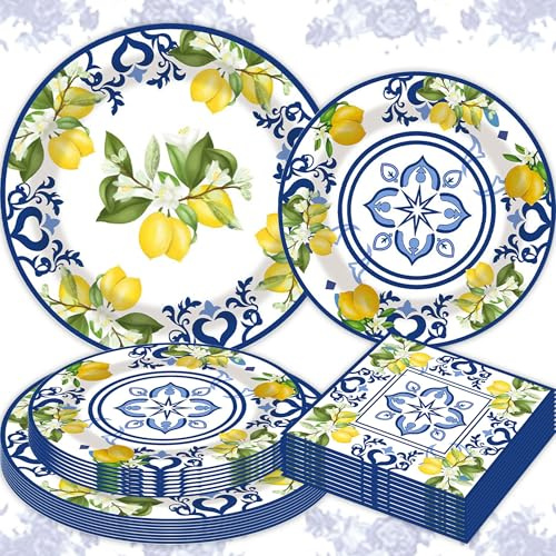 decoration de fete citron capri fete danniversaire citron capri assiettes | decoration de fete citron capri fete danniversaire citron capri assiettes serviettes pour 10 invites