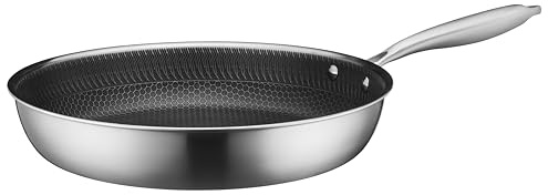 MÄSER Hestia, Bratpfanne 32 cm, Edelstahl keramikbeschichtet mit Wabenstruktur, Silber/Schwarz