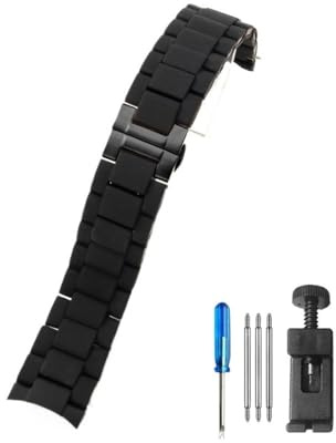 DPDDVBTO Silikon-Edelstahl-Uhrenarmbänder passend for Armani AR5890 5891 5906 5905 Uhren mit Schnalle in 20 mm und 23(Black-Black,23mm)