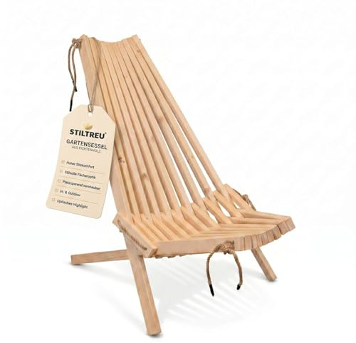 STILTREU Strand-/Gartensessel, Liegestuhl aus Fichtenholz, klappbar