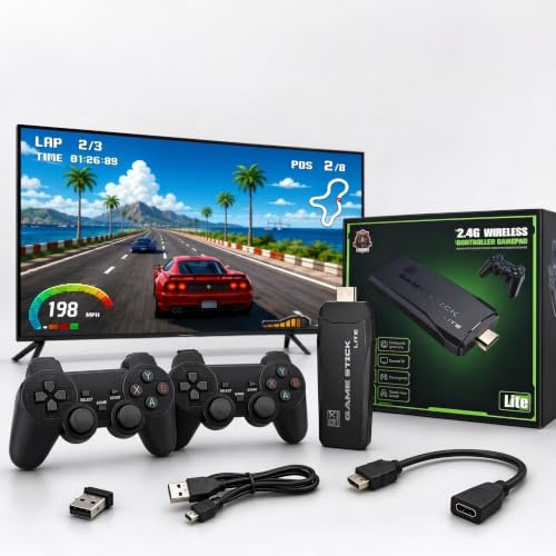 Toiular Retro Game Console Stick 4K HDMI 25000+ Games with 2 Controllers