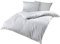 Mako Satin Bettwäsche grau weiß gestreift 200x200 + 2X 80x80 cm, 100% Baumwolle mit Reißverschluss