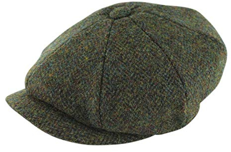 Failsworth Harris Tweed 'Carloway' Baker Boy/Newsboy Cap (57cm, Green Pattern 2016)