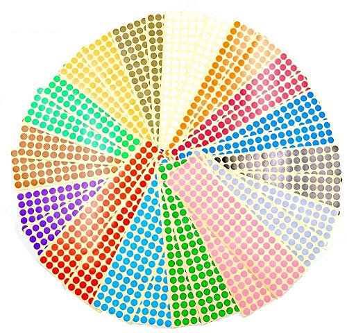 JZK 30 Blatt 10mm bunt rund Punkt Aufkleber 15 Farben Klebeetiketten kleine farbig Dots Etiketten selbstklebend Klebepunkte