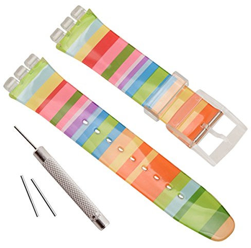 Remplacement étanche en Caoutchouc de Silicone Bracelet de Montre Watch Band pour Swatch (17 mm X 19 mm 20 mm) (19 mm, Radiance Incomparables)