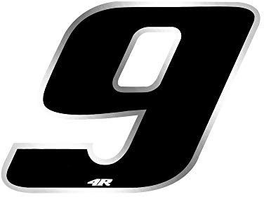 4R Quattroerre.it 13009 Startnummer 9 Aufkleber für Motorräder, Schwarz eloxiert, 100 x 130 mm