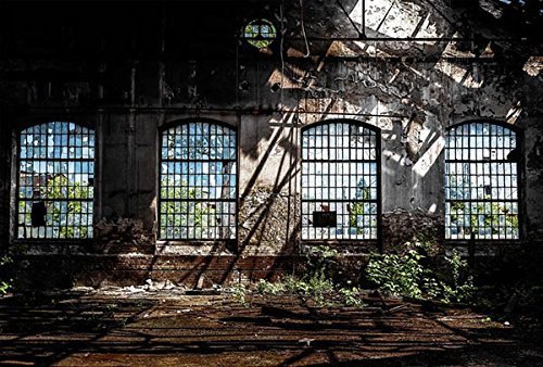 Scenolia Papier Peint Intissé Urbex Friche Industrielle 4 x 2,70m - Décoration Murale Effet Trompe l’Oeil - Revêtement Panoramique Tapisserie XXL - Pose Facile et Qualité HD, Noir