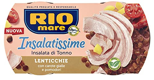 Rio Mare - Insalatissime Lenticchie e Tonno con Carote Gialle e Pomodori, Senza Conservanti, 2 Lattine da 160g