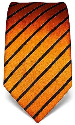 Vincenzo Boretti Herren Krawatte reine Seide gestreift edel Männer-Design zum Hemd mit Anzug für Business Hochzeit 8 cm schmal/breit orange