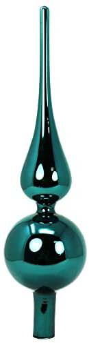 com-four® Christbaumspitze in blaugrün glänzend, Weihnachtsbaumspitze aus echtem Glas für Weihnachten, Tannenbaumspitze für Ihren Christbaum, 28 cm