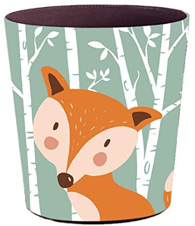 YAKOK Mülleimer Kinderzimmer, 10L PU Leder Tier Dekorativ Papierkorb Kinder für Mädchen Jungen Wohnzimmer Schlafzimmer Kinderzimmer (Fuchs)