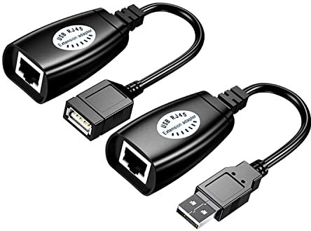 LIXIN USB (Male) (Female) to RJ45 Adapter Set-USB to RJ45 LAN Extension Adapter Over Cat5/ Cat5e/ Cat6 Cable
