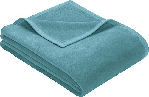 Erwin Müller Wohndecke, Wolldecke, Kuscheldecke türkis Größe 100x150 cm - strapazierstark, weich, temparaturausgleichend (weitere Farben, Größen)