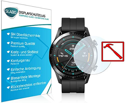 Slabo Premium Pellicola Protettiva in Vetro Temperato per Huawei Watch GT 2 (46mm) Tempered Glass Crystal Clear 9H