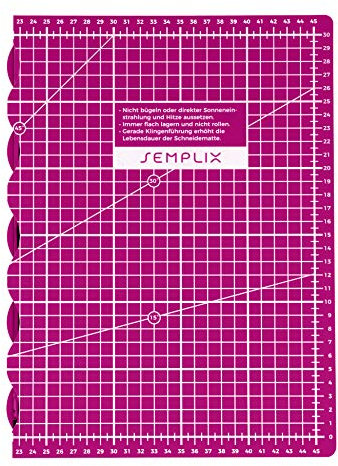 SEMPLIX selbstheilende Faltbare Schneidematte A3 in Petrol, Rosa, Dunkelgrau, Türkis, Beere, Hellgrau. Ideal für Bastel- Näh und Patchworkarbeiten (45 x 30 cm) (Beere)