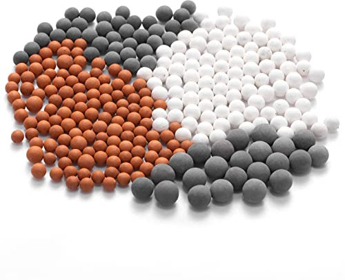 XYCING Filtro de cuentas de piedra de filtración para cabezal de ducha filtrado, bolas de cuentas de piedra mineral para purificar agua (rojo, gris y blanco)