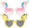 PRETYZOOM Einhorn Sonnenbrille Herzform Linse Party Brille Thema Party Liefert 2 Stück (Bunt Und Golden)