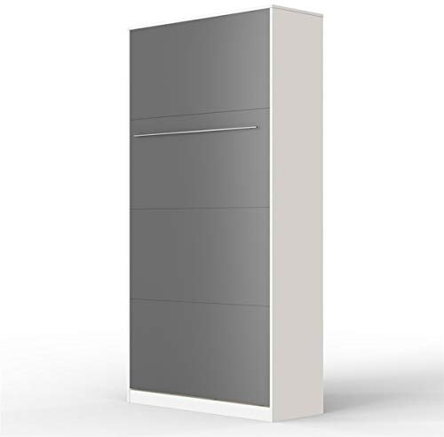 SMARTBett Schrankbett Standard Weiss/Anthrazit 90 Vertikal
