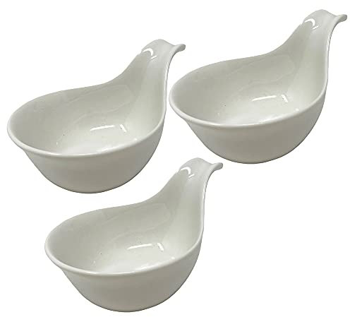 Vetrineinrete® Set 3 ciotole a cucchiaio in ceramica per aperitivi snack ciotoline per salse finger food M74