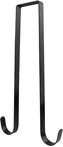 IEBUOBO Crochet double en métal pour couronne de porte d'entrée, décoration de Noël, 30,5 cm, noir