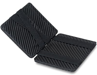 Lederhand® Magic Wallet – Echtleder Geldbörse handgemacht für Herren und Damen flaches Portemonnaie mit Münzfach und Platz für 8 Karten | Farbe Carbon