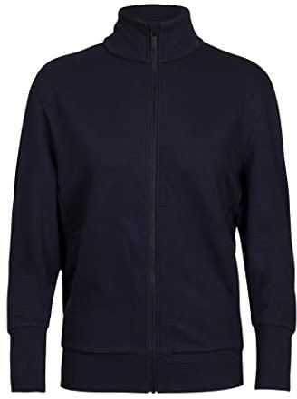 Icebreaker Damen Central II Langärmeliges Top mit Reißverschluss - Laufshirt Damen - Merinowolle Mid Layer - Mitternachtsmarine, M