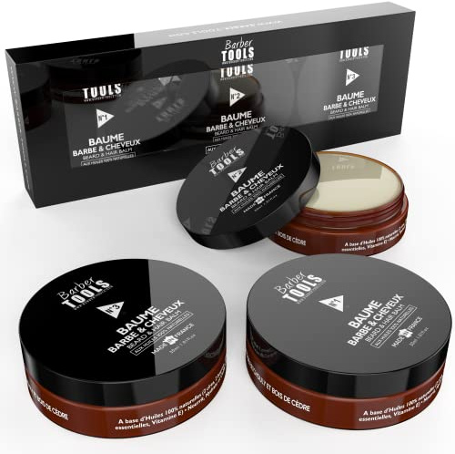 Kit 3 Baumes Barbe | N°1/2/3 | aux huiles 100% naturelles 3X30ml -FABRIQUÉE EN FRANCE- Nourrit, Hydrate, structure. À base de 2 cires, 2 beurres, 5 Huiles Végétales, 2 huiles essentielles, Vitamine E