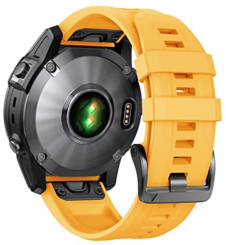 ANBEST Armband für Garmin Fenix 7 Pro/6 Pro/EPIX 2 Armband, 22mm Quick Fit Ersatzarmband für Fenix 6/5/EPIX Pro 47mm/Forerunner 955/965/945/935/Approach S62/Descent G1 Armbänder, Gelb