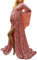 YAOTT Femmes Robe de Maternité Robe col V à Manches Longues en Dentelle Maternité Robe Longue Robe Grossesse Elégante Shooting Photo Grossesse Maxi Robe,Rose,M