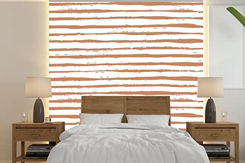 Selbstklebend Tapete Wandpapier Wandaufkleber Fototapete Tapeten Wanddeko 280x280 cm Streifen - Weiß - Braun