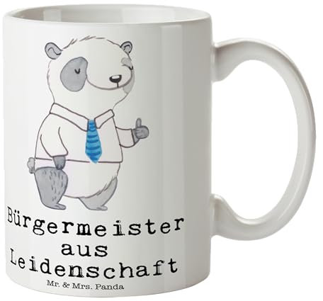 Mr. & Mrs. Panda Tasse Bürgermeister Leidenschaft - Geschenk, Homeoffice, Cappuccino Tassen, Kaffeetassen, Amtseinführung, Keramiktasse,