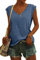 GeGekoko Womens Cap Sleeve Blouses T-Shirt Casual Loose Fit Basic Shirts Tank Tops Blue