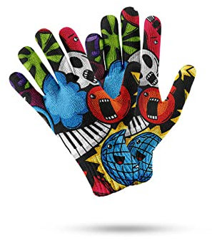 YUUKI Herren Handschuhe,Blau Cartoon Weiß Piano 3D-Muster Atmungsaktive Anti-Rutsch-Strick-Touchscreen-Handschuhe Mit Manschette Für Damen Herren Outdoor-Lauf-Thermohandschuhe