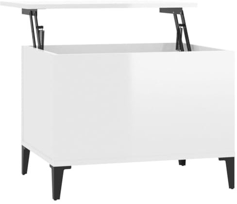 vidaXL Couchtisch Höhenverstellbar Wohnzimmertisch Beistelltisch Sofatisch Teetisch Kaffeetisch Tisch Hochglanz-Weiß 60x44,5x45cm Holzwerkstoff
