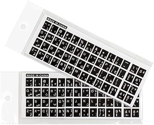 PULABO 2 Stück transparente arabische Tastaturaufkleber mit Buchstaben für jeden Laptop PC Laptop Desktop langlebig