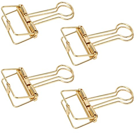 TOPINCN 32 Mm, 50 Stück Metall-Binderklammern, Metall-Hohlschwanzklammern, Kleine Binderklammern für Büro, Schule, Heimgebrauch für Büro, Schule, Heimgebrauch, 32-mm-Clips, Clips, Klemmen (Gold)