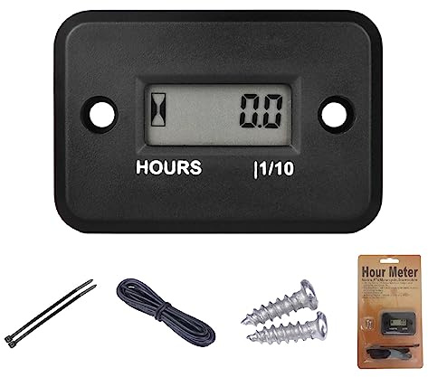 YOOREAL medidor de horas inductivo digital impermeable IP68 | funciona en varios de ZTR / montando cortadora de césped recortadora de tierras UTV desbrozadora tractor ATV(HM006A Negro)