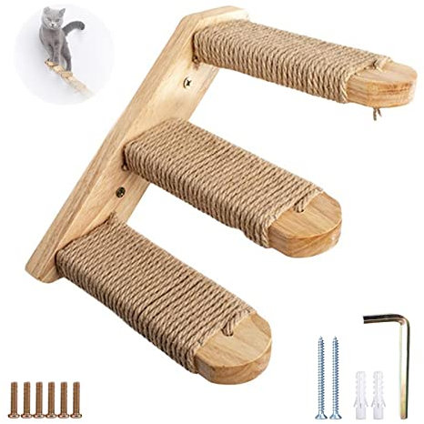 GIGIIS Kletterwand Katzen 3 Schichten Catwalk Katze Katzenleiter Balkon Kratzmöbel Katze Stabil Fukumaru Hängematt Erlaubt der Katze zu Springen und zu Stürzen Unterhält die Katze