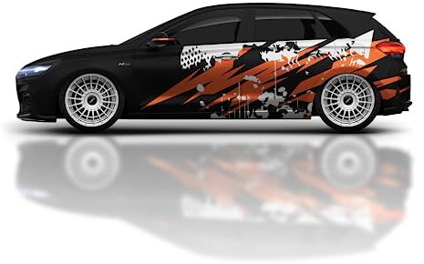 NoName.Design Premium Seitenaufkleber Set mit Wunschtext | Tuning | Design | Komplett Personalisierbar | Abstrakt | Autoaufkleber | P-D-010