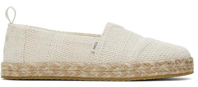 TOMS Alpargata Rope Flacher Slipper, Natural Undyed Metallic Linen Stripe, 39 EU